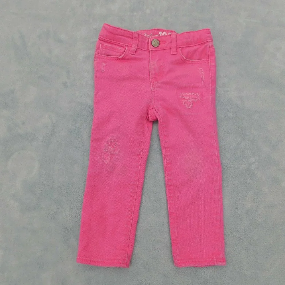 Gap 2Yr Bubblegum Pink Mini Skinny Distressed Jeans